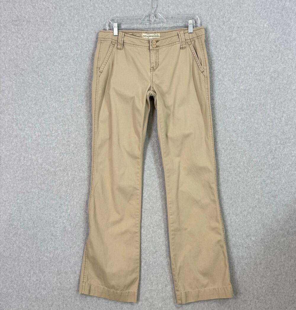 Vtg Y2K Aeropostale Cargo Low Rise Trouser Pants Size 9/10 Long Cotton Preppy